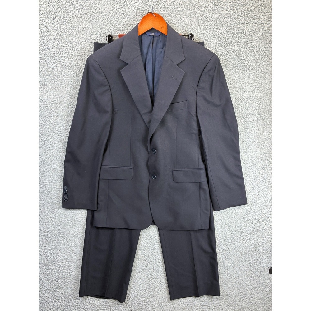 Brooks Brothers 346 Stretch Suit Mens 36 SH Set Navy Wool Blend Tailored Office